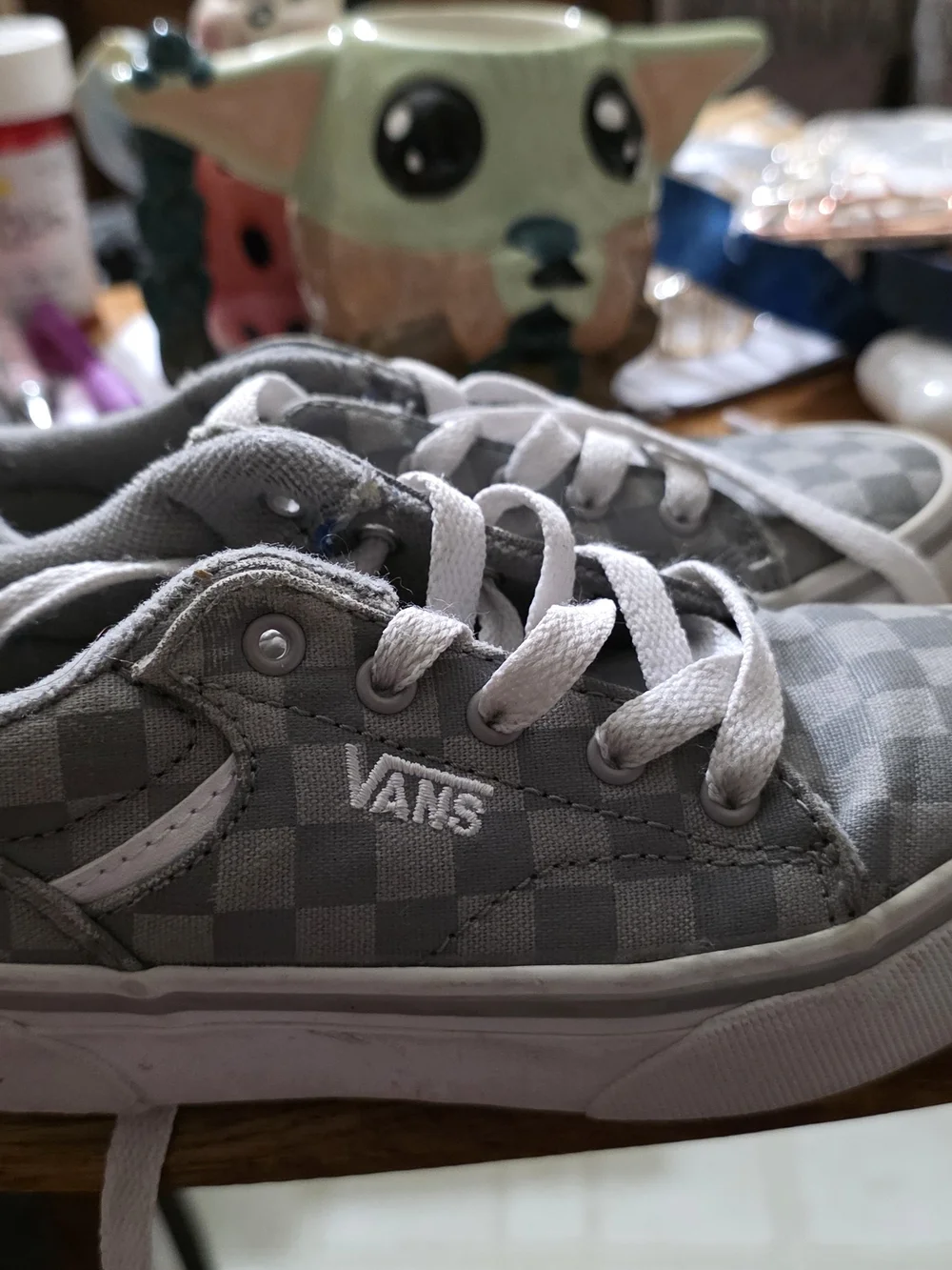 Vans Kids Checkerboard Lace-Up Sneakers - Gray/White